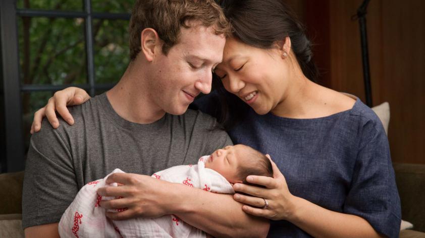 Mark Zuckerberg and his wife Priscilla with their newborn daughter Maxima. AFP PHOTO / COUTESY OF MARK ZUCKERBERG