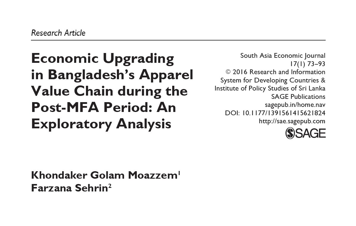 Economic Upgrading in Bangladesh’s Apparel Value Chain during the Post-MFA Period: An Exploratory Analysis
