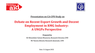 Debate on Recent Export Growth and Decent Employment in RMG Industry: A UNGPs Perspective