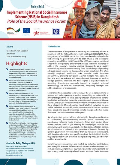 Implementing National Social Insurance Scheme (NSIS) in Bangladesh: Role of the Social Insurance Forum