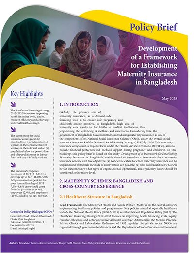 Development of a Framework for Establishing Maternity Insurance in Bangladesh