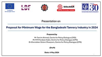 Proposal for Minimum Wage for the Bangladeshi Tannery Industry in 2024