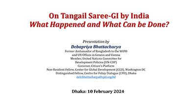 On Tangail Saree-GI by India What Happened and What Can be Done?
