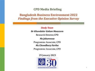 Bangladesh Business Environment 2022: Findings from the Executive Opinion Survey