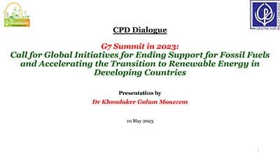 G7 Summit in 2023: Call for Global Initiatives for Ending Support for Fossil Fuels